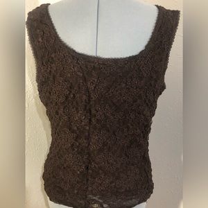 Brown lace Coldwater Creek tank top.